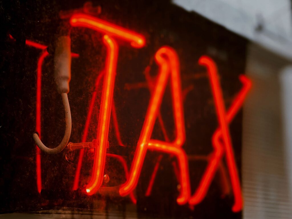 Tax neon sign