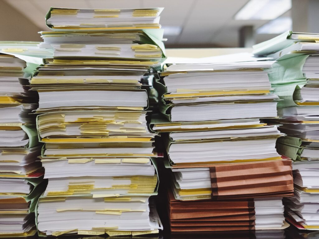 Piles of paperwork